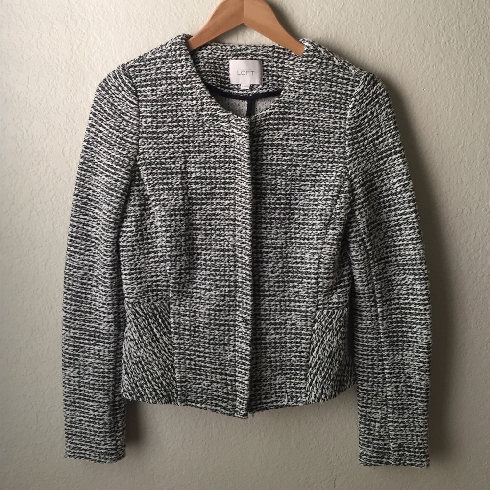 LOFT Black & White Peplum Blazer